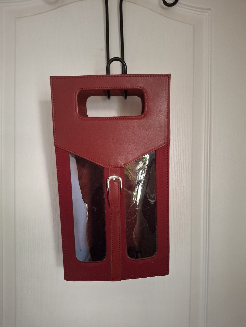 Red Clear-Panel Wine Tote